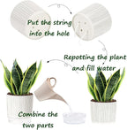 Self Watering Pots for Indoor Plants, 5 & 4 Inch Stylish Flower Pots, Set of 4 Modern Planters with Self-Watering Feature (Mixed Colors)