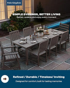 9-Piece Grey Outdoor Dining Set with White 15FT Large Patio Umbrella, 75.2'' HDPE Table & Chairs for 8, Weather-Resistant Furniture with Umbrella Hole for Patio, Lawn, Poolside