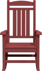 KINGYES HDPE Outdoor Rocking Chair Set of 4, All-Weather Poly Patio Rocking Chairs with 330lbs Support for Adults, Dark Red