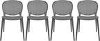 2xhome Set of 4 Patio Dining Chairs | Modern Stackable Outdoor Pool Side Chair | Weather Resistant Plastic for Yard, Porch, Balcony, Kitchen, Gray