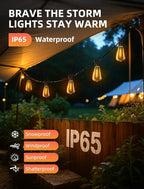 Outdoor Patio String Lights: 100Ft 30M Outside Waterproof Light - Remote Dimmable ST38 Shatterproof Bulb Connectable Hanging Outdoor Electric Lighting - Backyard Yard Gazebo Porch Party