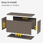 EAST OAK Outdoor Storage Box, 60 Gallon Deck Box Indoor and Outdoor Use, Waterproof Resin Storage Bin for Patio Cushions, Gardening Tools, Lockable, UV Resistant, Brown
