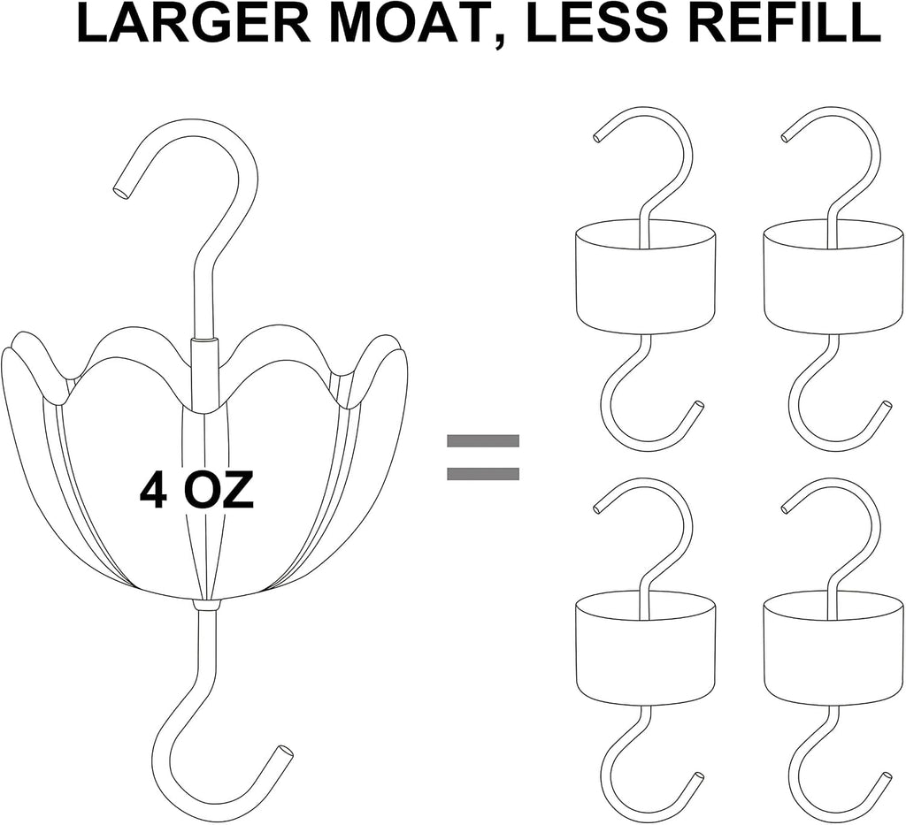 Ant Moat for Hummingbird Feeders, Metal Ant Guard for Hummingbird, Hummingbird Feeder Accessory Hooks, Insect Guard with Large Capacity, Red 4 OZ x 2 Pack | Rust-Proof Red Tulip Flower Insect Guard Accessory with Heavy-Duty Hooks