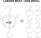 Ant Moat for Hummingbird Feeders, Metal Ant Guard for Hummingbird, Hummingbird Feeder Accessory Hooks, Insect Guard with Large Capacity, Red 4 OZ x 2 Pack | Rust-Proof Red Tulip Flower Insect Guard Accessory with Heavy-Duty Hooks