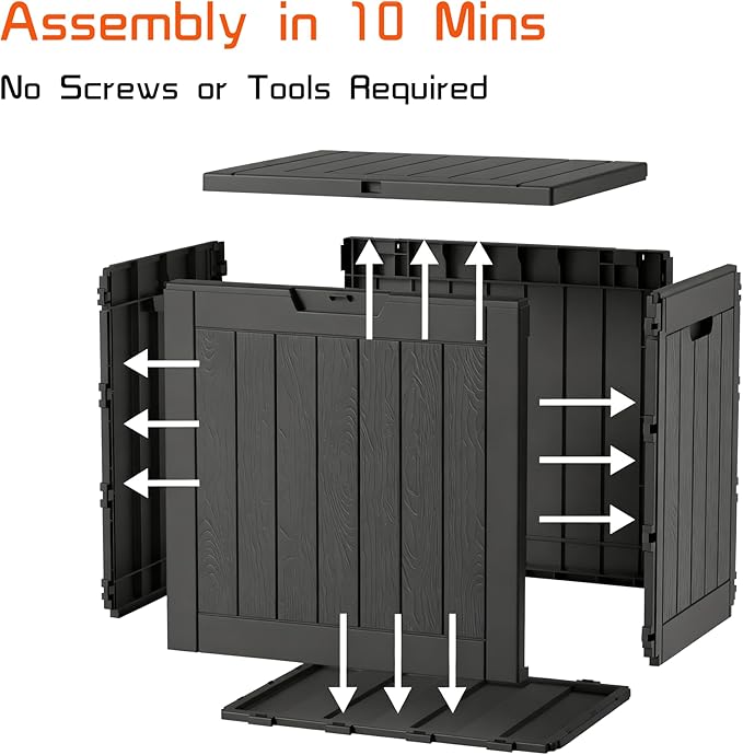 EasyUp 35 Gallon Resin Deck Box Waterproof, UV Resistant Outdoor Storage Box for Delivery, Patio, Garden,and Porch,Striped Black