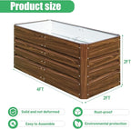 SnugNiture 2 Pcs 4x2x2FT Raised Garden Bed Galvanized Planter Garden Boxes Outdoor, Deep Root Planter Raised Bed for Vegetables Flowers Herbs,Brown