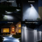 RUIKORING 73 LED Solar Spot Lights Outdoor Waterproof, Cool White, 1 Pack | Landscape Spotlight with 3 Lighting Modes, Dusk to Dawn Auto On/Off, 2-in-1 Wall & Ground Mount for Yard, Garden & Pathway