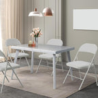 VINGLI 8 Pack Folding Chairs with Padded Seats, Metal Frame with Pu Leather Seat & Back, Capacity 350 lbs, White