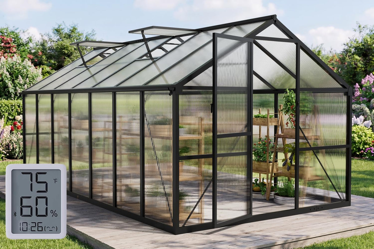 8x14 ft greenhouse with hygrometer, windproof uv protection, main product view