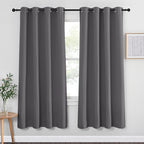 NICETOWN Blackout Curtain Panel for Bedroom - Three Pass Microfiber Noise Reducing Thermal Insulated Solid Ring Top Blackout Window Drape (1 Panel, 52 x 72 inches, Gray)