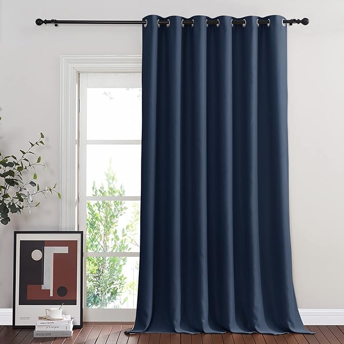 NICETOWN Bedroom Window Treatment Blackout Curtain Panel - Thermal Insulated Blackout Curtain Drape/Drapery for Sliding Glass Door/Patio (Navy, 1 Panel, 80 x 95 inch)