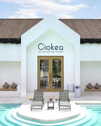 Ciokea Lounge Chair Outdoor, Oversized Chaise Lounge Chair with 5 Positions, HDPE, Patio Lounge Chair with Wheels & Cup Holder for Pool, Deck, Poolside, Grey