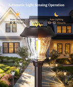 XMCOSY+ Solar Pathway Lights Outdoor, 8 Pack Warm White Solar Garden Lights | Crackled Glass & Metal, IP65 Waterproof, Auto On/Off Soft 2700K LED Edison, Landscape Lights for Yard Walkway Driveway Path