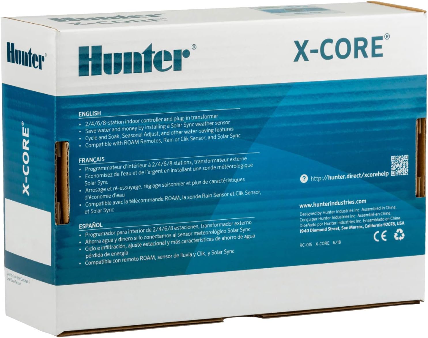 Hunter X-Core XC400i Indoor Sprinkler Timer, 4 Zone Irrigation Controller | Indoor 4 station irrigation controller with easy programming, manual controls, seasonal adjust, and standard dial operation