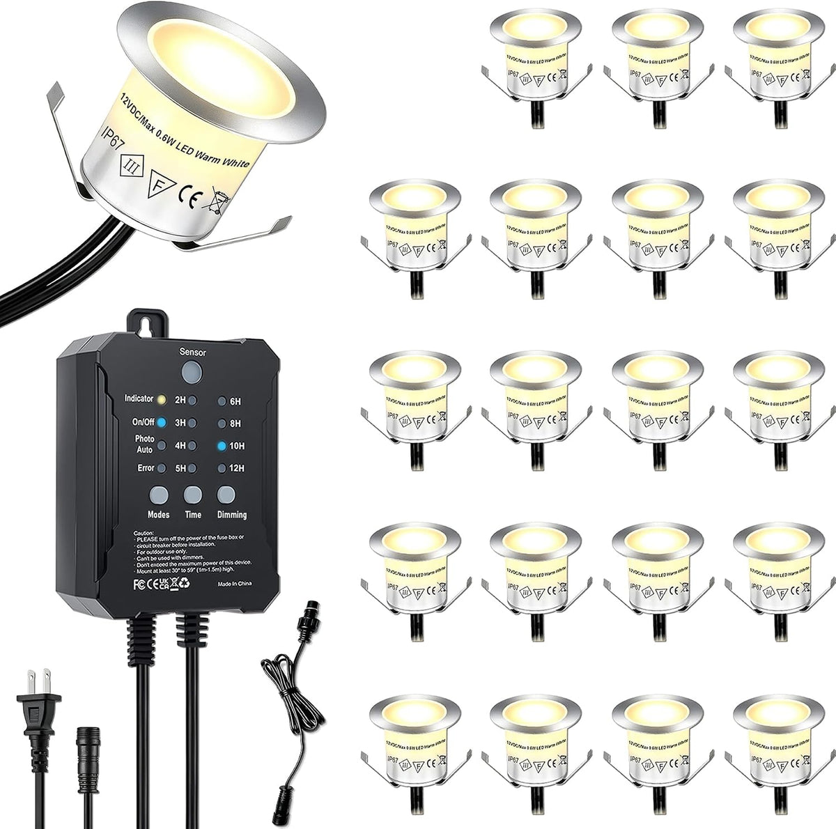 dimmable led deck lights with timer and photocell, main product view