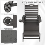 HDPE Pool Lounge Chairs Set of 2 with Wheels & Cup Holder, 6-Position Adjustable Outdoor Lounge Chair, Easy 20-Min Assembly, 450LBS Bearing, Patio Lounger for Poolside, Deck, Backyard (Grey)