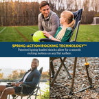 GCI OUTDOOR RoadTrip Rocker Camping Chair | Portable, Folding Rocking Chair with Solid, Durable Armrests, Drink Holder & Comfortable Extended Backrest — Indigo Blue