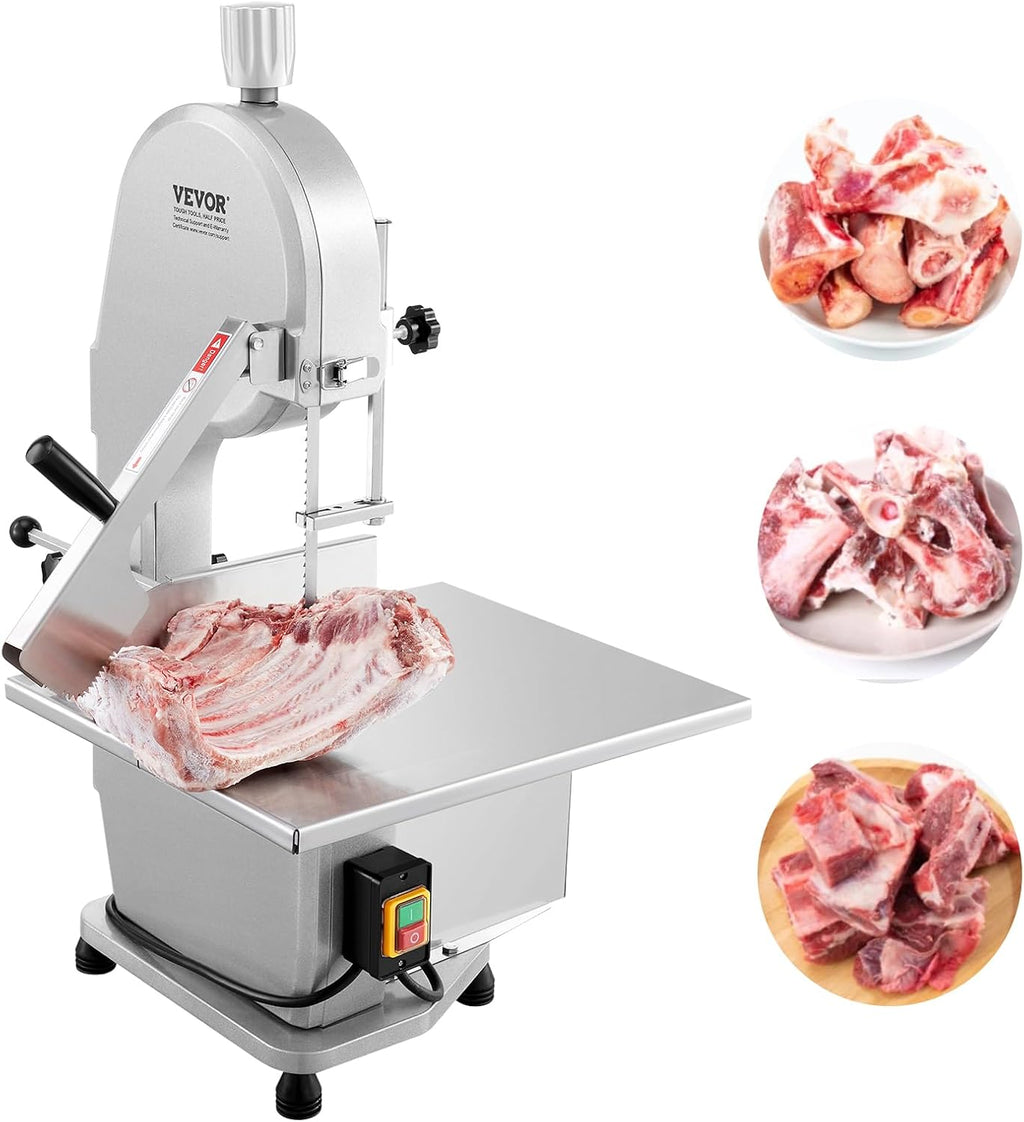 vevor commercial electric meat bandsaw, 1800w stainless steel, main product view