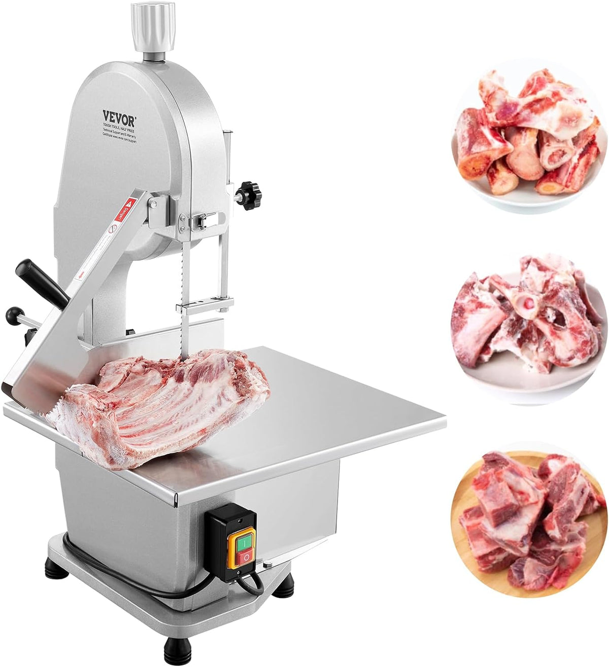 vevor commercial electric meat bandsaw, 1800w stainless steel, main product view