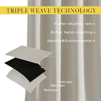 NICETOWN Blackout Natural Curtain for Living Room - Grommet Thermal Insulated Solid Room Darkening Thermal Curtain Drape Sound Reducing for Bedroom/Living Room (1 Panel, W66 x L84)