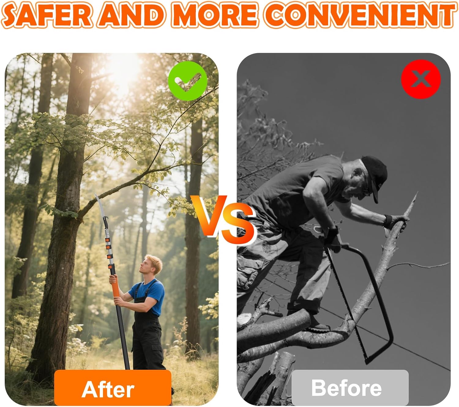 SISUPASSIE 26FT Reach Pole Saw for Tree Trimming, Telescoping Tree Pruner Extendable with 5-20FT Extension Pole, Manual Saw for Garden, Patios, Yard