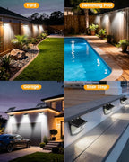 Aootek New Solar Motion Sensor Lights 120 LEDs with Lights Reflector,270° Wide Angle, IP65 Waterproof, Step Lights for Front Door, Yard, Garage, Deck (Black, Daylight White, 8-Pack)