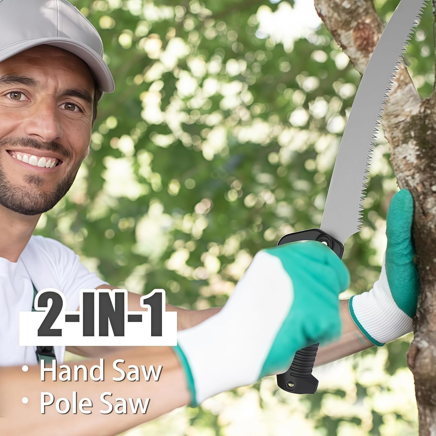 18FT Reach Manual Pole Saws for Tree Trimming with 3-12FT Telescoping Extension Pole, Anti-slip Handle, Manual Pruning Pole Saw with 19" 3X Detachable Saw for Forestry, Yard, Garden, Patios
