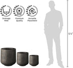Kante 15.3" Dia Round Concrete Planter, Outdoor Indoor Large Plant Pots Containers with Drainage Hole and Rubber Plug for Home Garden Patio, Oil Rubbed Bronze