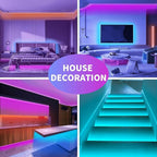 KSIPZE Led Lights for Bedroom 50ft Led Strip Lights with Remote RGB Color Changing Music Sync Smart App Control for Room Bedroom Lighting Flexible Home Décor