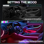 dreamcolor acrylic interior car led strip lights, 6 shown in use
