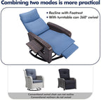 Outdoor Recliner Chair Set of 2, Wicker Patio Recliners with Adjustable Backrest and Extended Foot Rest, Reclining Patio Chairs with Flip Table & Removable Cushion Cover for Porch