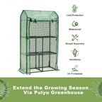 purlyu mini greenhouse for indoor outdoor, small plastic showing dimensions