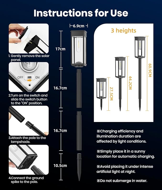 SUPER BRIGHT Solar Pathway Lights Outdoor, 8 Pack Solar Lights Outdoor, Auto On/Off, IP65 Waterproof Solar Garden Lights Solar Powered Landscape Lighting for Yard Patio Walkway Driveway Pathway