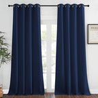 NICETOWN Blackout Navy Blue Curtains 120 inch Length - Window Treatment Energy Saving Thermal Insulated Room Darkening Solid Grommet Drapes for Living Room (1 Panel, 52 by 120-Inch)