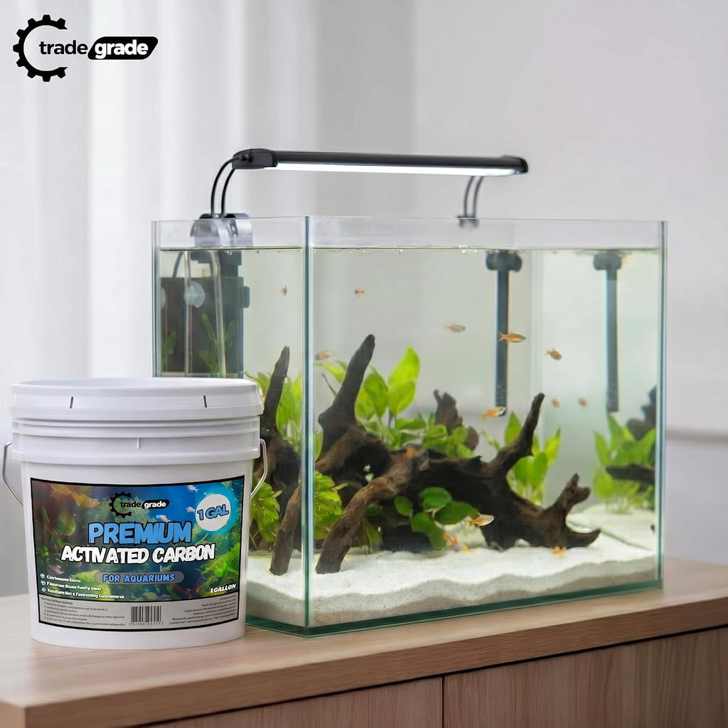 tradegrade premium activated carbon (1 gallon) granular charcoal, side view