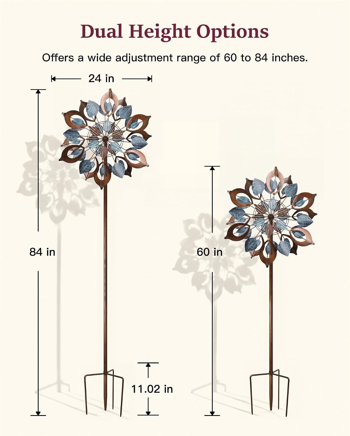 Wind Spinners Outdoor for Yard and Garden, 84 Inch Metal Large Outdoors Windmill Kinetic Wind Spinner, Outside Decor for Yard Art Lawn Backyard Landscape Patio(24" W x 84" H)