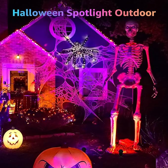 Halloween Christmas Spotlight Outdoor Color Changing Landscape Spotlights,12W RGBW LED Outdoor Spot Lights for Yard Garden Decor,Waterproof 110V Plug in Landscape Lighting with Remote,6 Packs