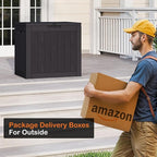 Sweetcrispy Deck Box with 31 Gallon Capacity, Weatherproof Resin Lockable Outdoor Storage for Secure Package Deliveries and Indoor Storage in Garden or Patio, Backyard, Modern Black