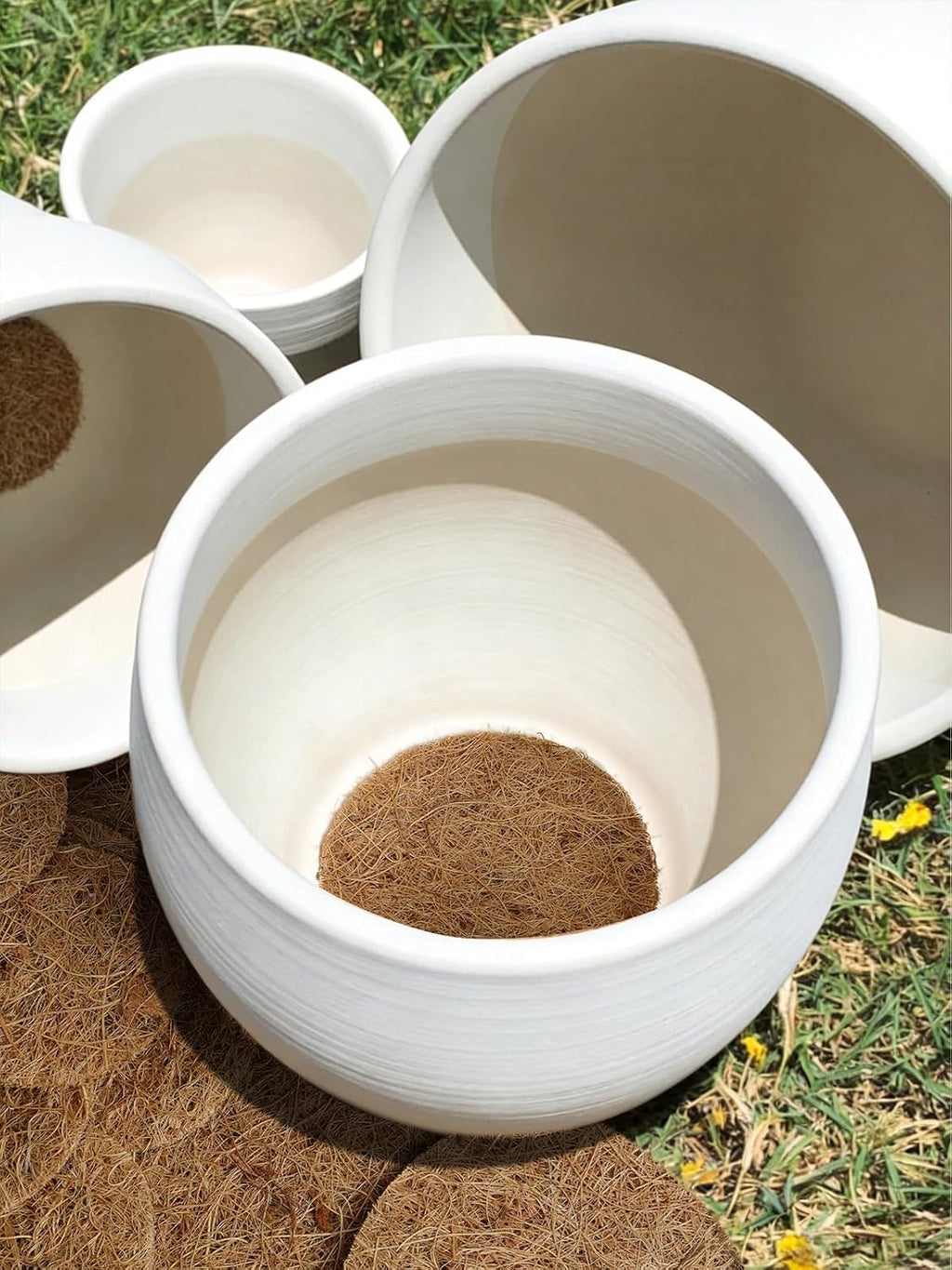 LE TAUCI Coconut Coir Drainage Mesh Pads for Flower Pots, Pre-Cut 2 Inch Pot Hole Covers to Prevent Soil Loss, Natural Coir Fiber Liners for Indoor & Outdoor Planters, 10 Pack