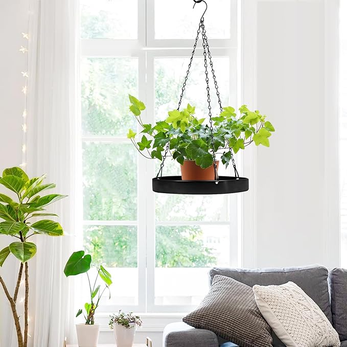 Plant Hanger Indoor Outdoor, Hanging Planter Baskets for Outdoor Indoor Plants, Hanging Plant Holder Plant Shelf Metal Window Plant Hanger, 3 Pack