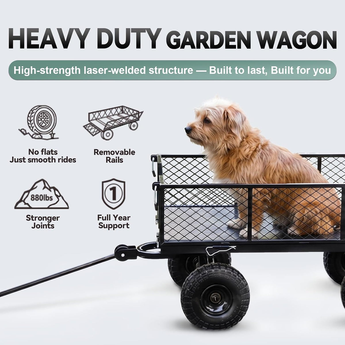 steel garden wagon cart 880 lbs 4 cu shown in use