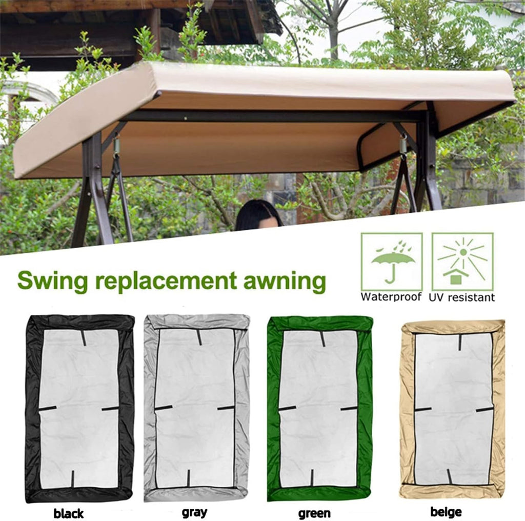 Swing Canopy Cover 3 Seater 75x47x7/8''(191 * 120 * 18/20cm), Waterproof Replacement Canopy for Swing Seat, Patio Hammock Swing Top Cover, Garden Furniture Cover,Gray