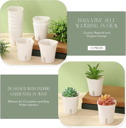 10 Pcs 3 Inch Self Watering Pots Self Watering Planters for Indoor Planters Plastic Garden Flower Pots with Level Indicator Vents for Herbs