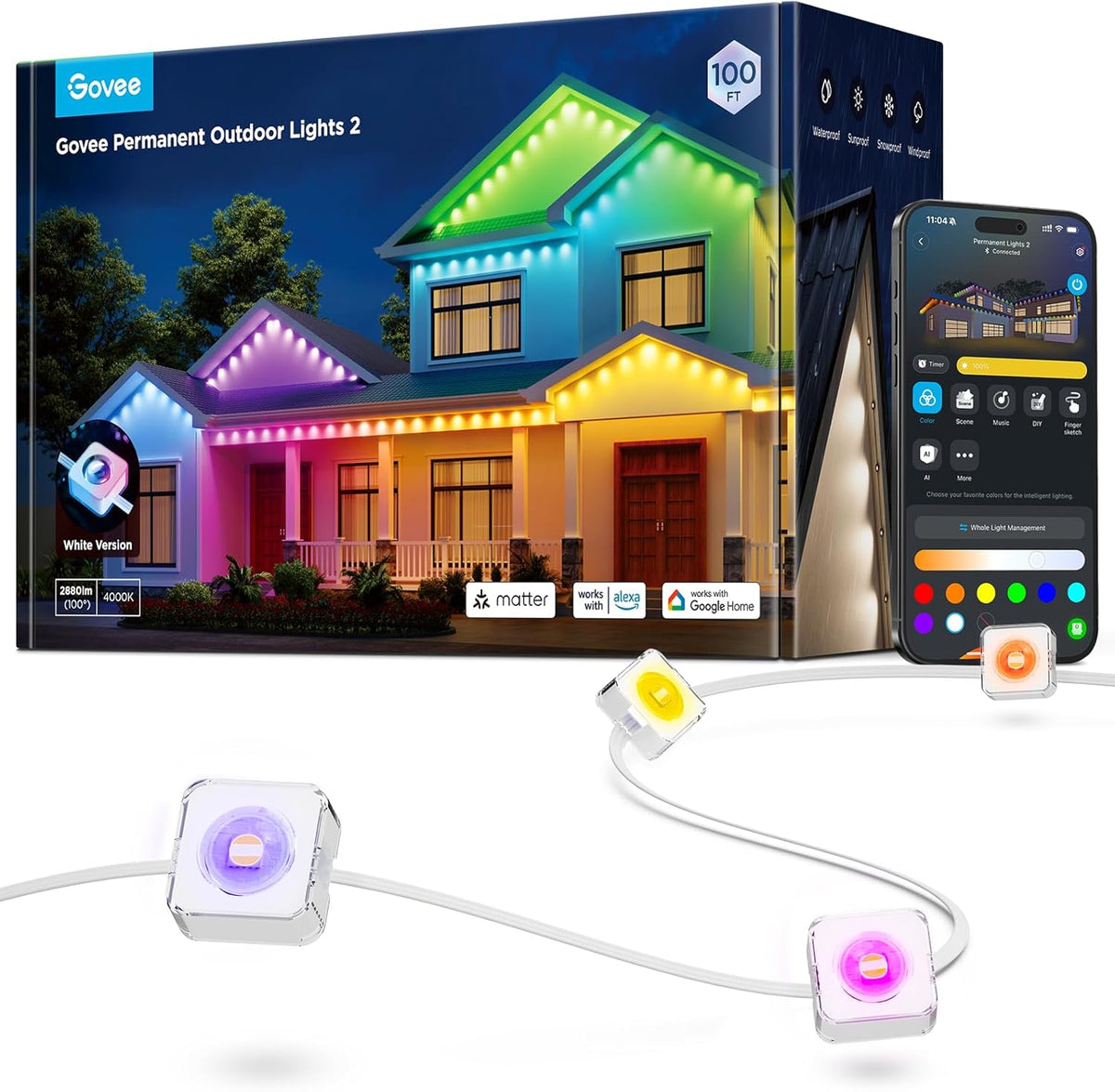 govee permanent outdoor lights 2, 100ft rgbic outdoor, main product view