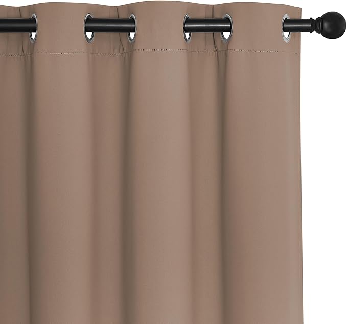 NICETOWN Blackout Drapery Curtain Panel 90 inches Long - Window Treatment Thermal Insulated Grommet Blackout Curtain/Drape for Bedroom Living Room (Cappuccino, 1 Panel, 46 by 90 inches)