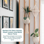 Nook Theory 4-Pack Macrame Plant Hangers with 8 Hooks - Hanging Planters for Indoor Plants, Boho Macrame Hangers Indoor Outdoor, Decorative Plant Hanger Indoor (Light Gray)