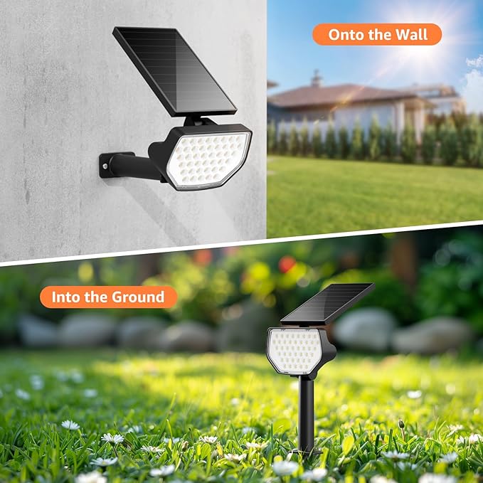 Lepro Solar Decorative Spot Lights 4 Pack, Cool White Modern Accent Lights for Garden & Landscape, IP65 Waterproof Adjustable Spotlight for Architecture, Pathways, Contemporary Decor