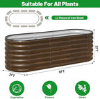 SnugNiture Galvanized Steel Raised Garden Bed Kit, 2 Pcs 6x2x2 ft Large Metal Planter Box Outdoor for Gardening Vegetables, Flowers and Fruits