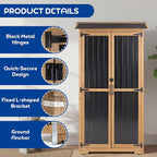 Outdoor Storage Cabinet Weather-Resistant, Wood & Metal Storage Shed with 3 Removable Shelves, Waterproof Roof, Adjustable Feet, Patio Storage Cabinet Outside for Garden Garage Backyard Pool