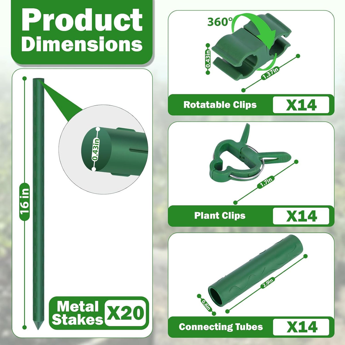garden stakes 20 pack, 16 inch plastic coated shown in use